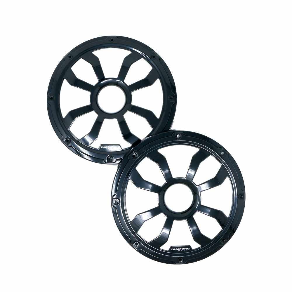 Diamond Audio - HXM8FBB Motorsport 8" Elite Flush Mount Speaker Grills, Pair, Black/Black - Black/Gray