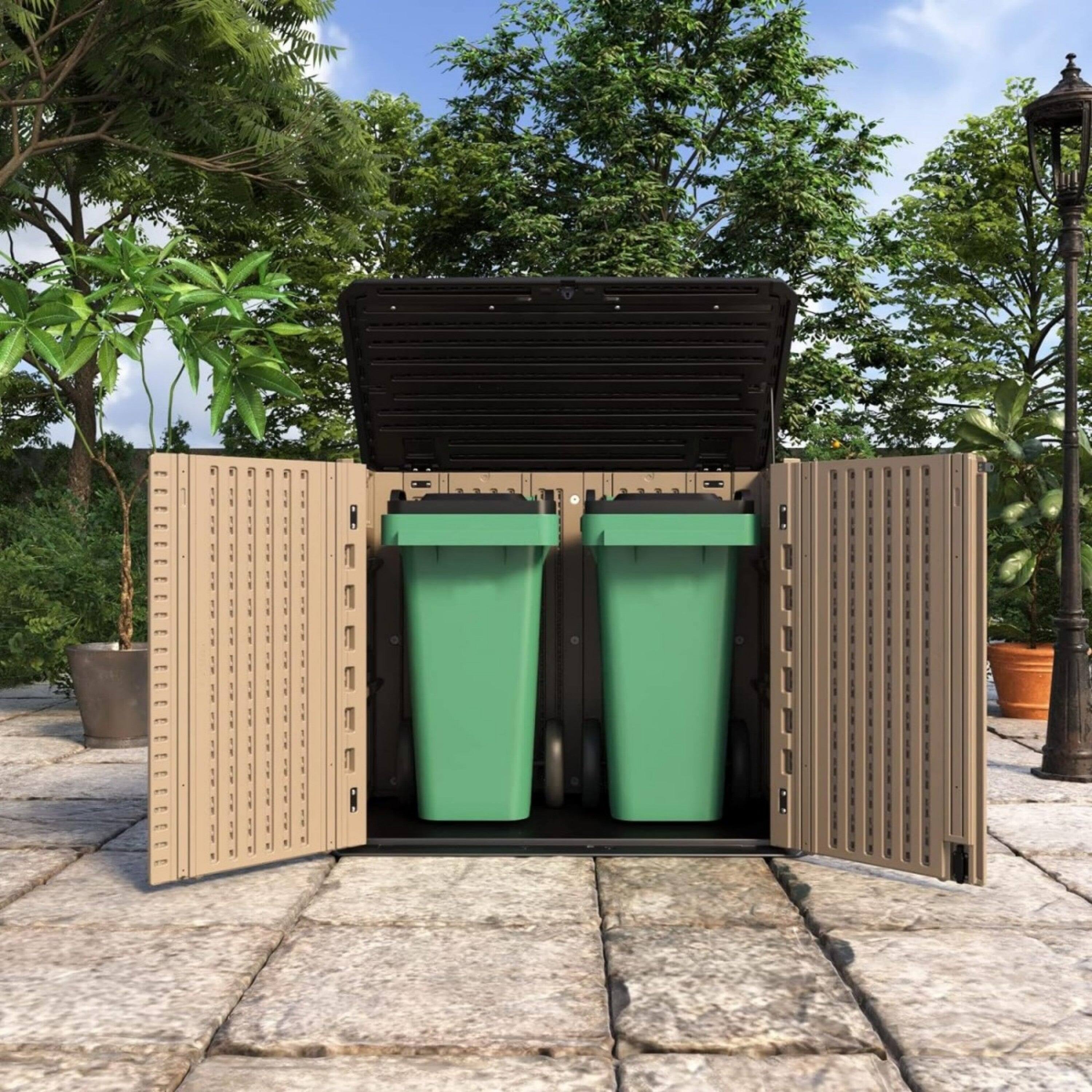 Alt View 5. Mondawe - 260 Gallons Durable Plastic Lockable Waterproof Outdoor Storage Shed - Brown.