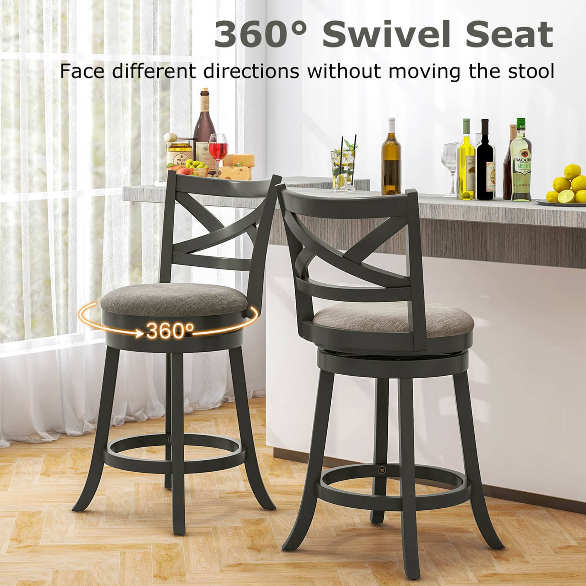 360 Swivel Seat: Face different directions without moving the stool.