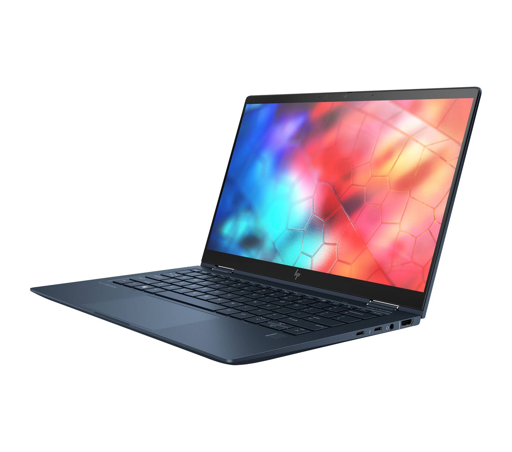 Left. HP - HP Elite Dragonfly Core i5-8265U 1.6GHz, 8GB, 256GB SSD, 13.3inch FHD Touch, Windows 11 Pro (Refurbished) - Dark Blue.