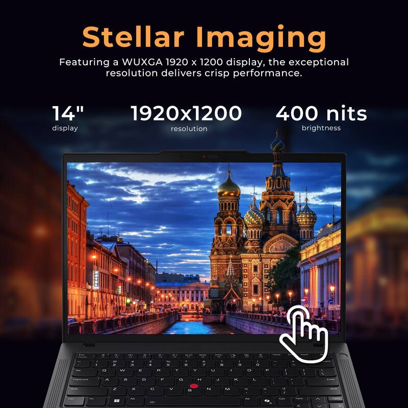 Stellar Imaging

Featuring a WUXGA 1920 x 1200 display, the exceptional resolution delivers crisp performance.

14" display  
1920x1200 resolution  
400 nits brightness