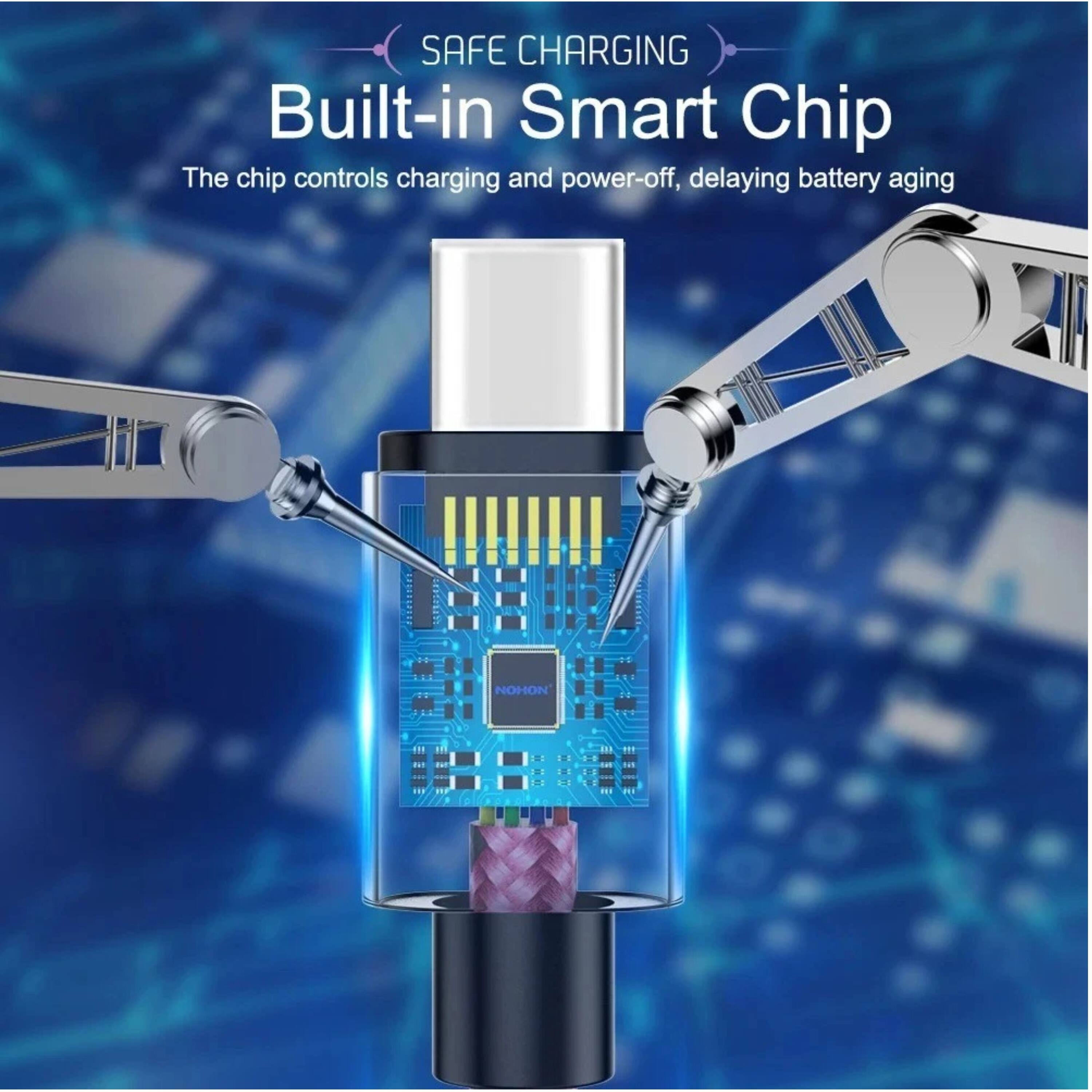 SAFE CHARGING  
Built-in Smart Chip  
The chip controls charging and power-off, delaying battery aging