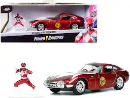 Jada - 1967 Toyota 2000GT RHD with Red Ranger Diecast Figurine "Power Rangers" "Hollywood Rides" Series 1/32 - Red Metallic