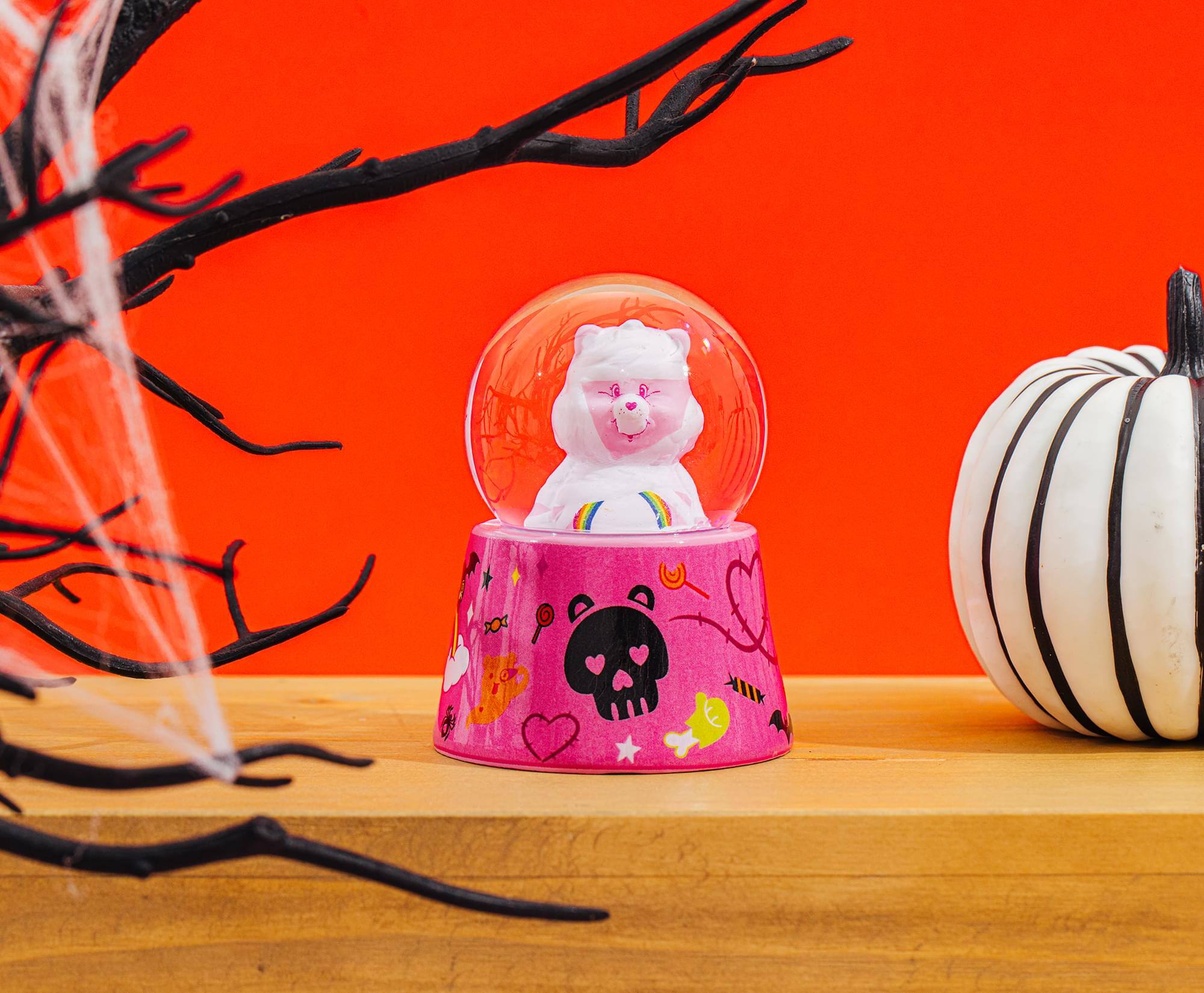 Alt View 5. Silver Buffalo - Care Bears Cheer Bear Mummy 3-Inch Mini Light-Up Snow Globe - Pink.