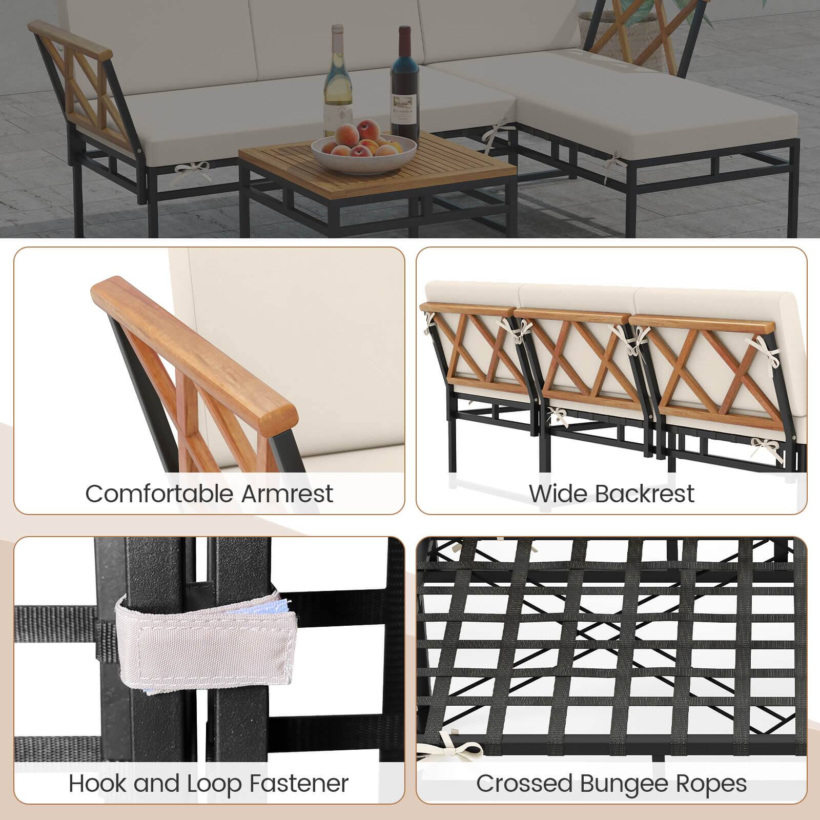 Comfortable Armrest, Wide Backrest, Hook and Loop Fastener, Crossed Bungee Ropes