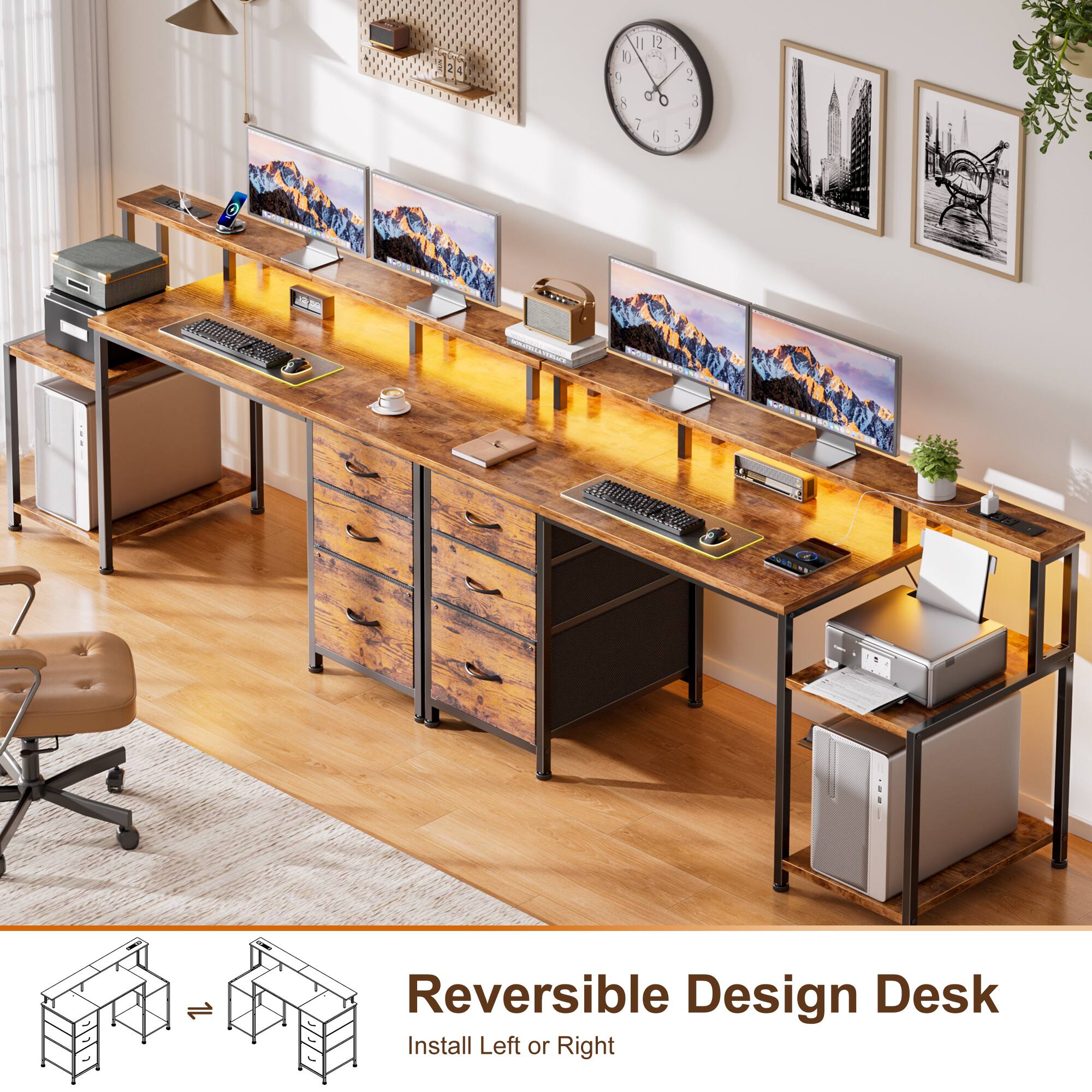 E 25 JI 2 1 5 a 0 5 1 i - 3 1 d i 3 Reversible Design Desk Install Left or Right