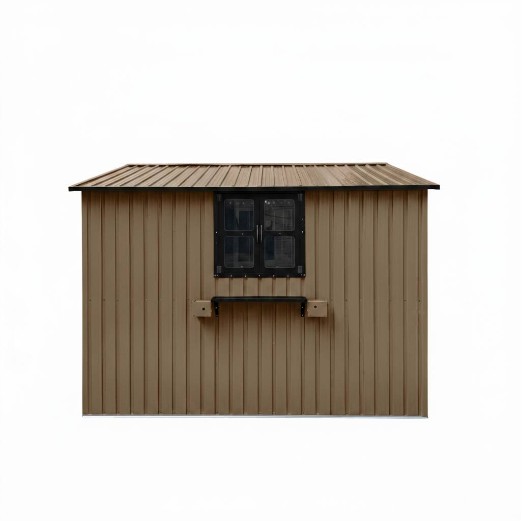 Alt View 9. Loheer - Loheer 10x8 FT Outdoor Metal Storage Shed with Window Lockable Double Doors Waterproof Garden Tool Shed Brown Black.