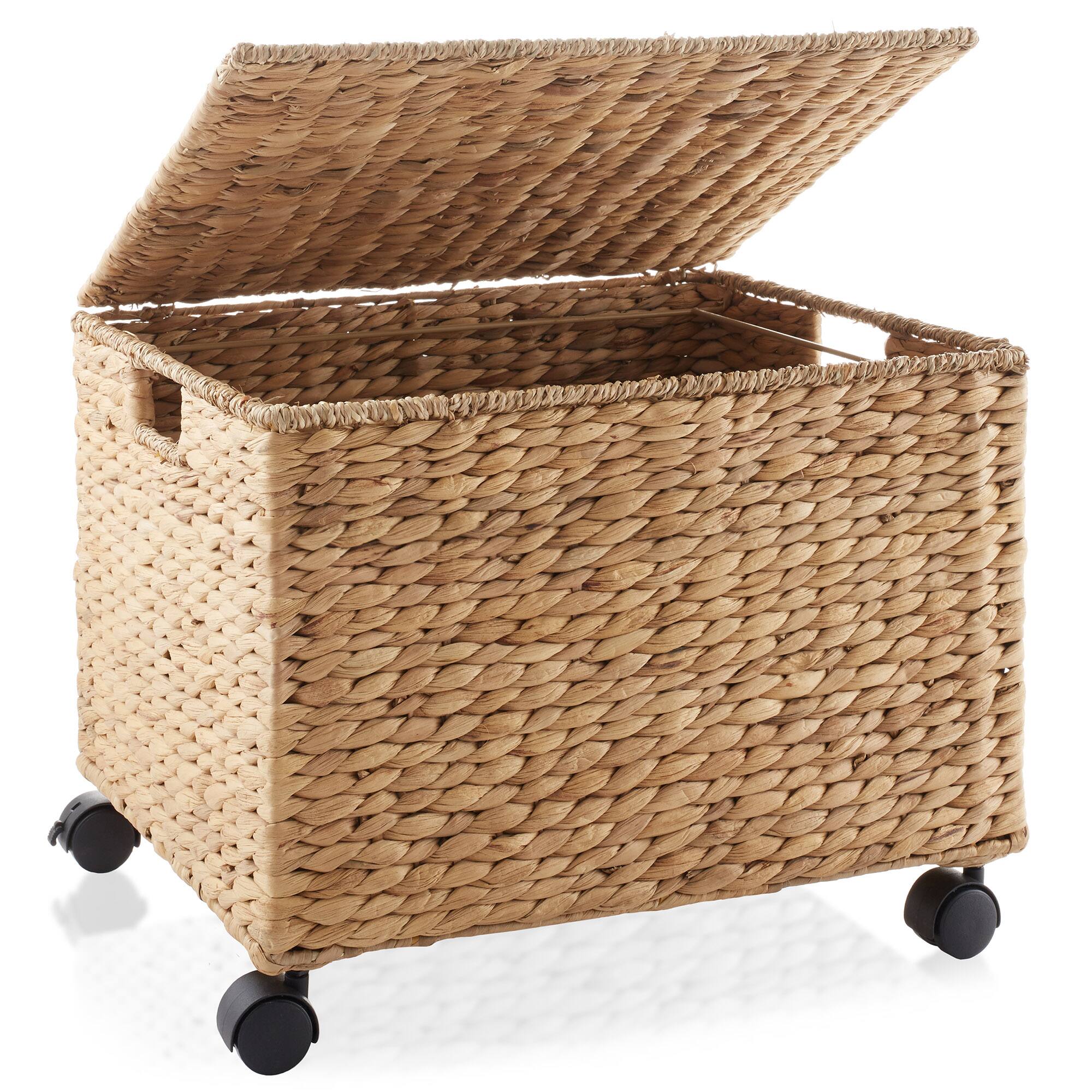 Alt View 2. Casafield - Rolling Filing Cabinet - Water Hyacinth File Organizer - Natural.