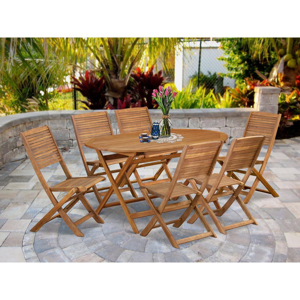 Alt View 3. East West Furniture - 7 Piece Patio Dining Set - Brown.