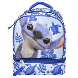 Disney - Fast Forward Kids Insulated Lunch Bag with Handle Stitch Drop Bottom Rectangle Lunch Bag, Reusable Soft Cooler Lunch Box - Assorted Pre-Pack