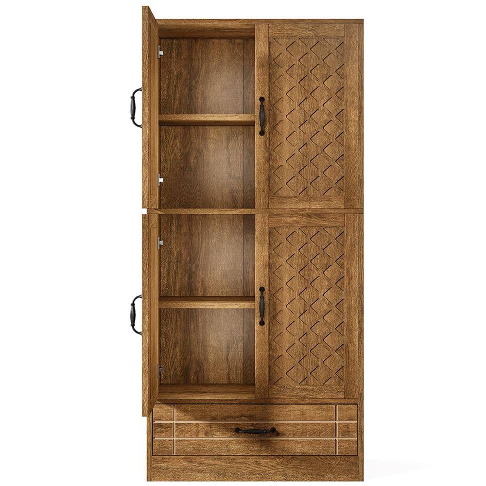 Angle. Kadyn - Kadyn Bookshelf, Storage Shelf, Bookcase,70" Bookshelf, Freestanding Bookcase with Storage Drawer,Brown - Brown.
