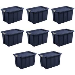 Sterilite - Tuff1 30 Gallon Plastic Storage Tote Bin w/Latching Lid, Blue (8 Pack) - Dark Indigo