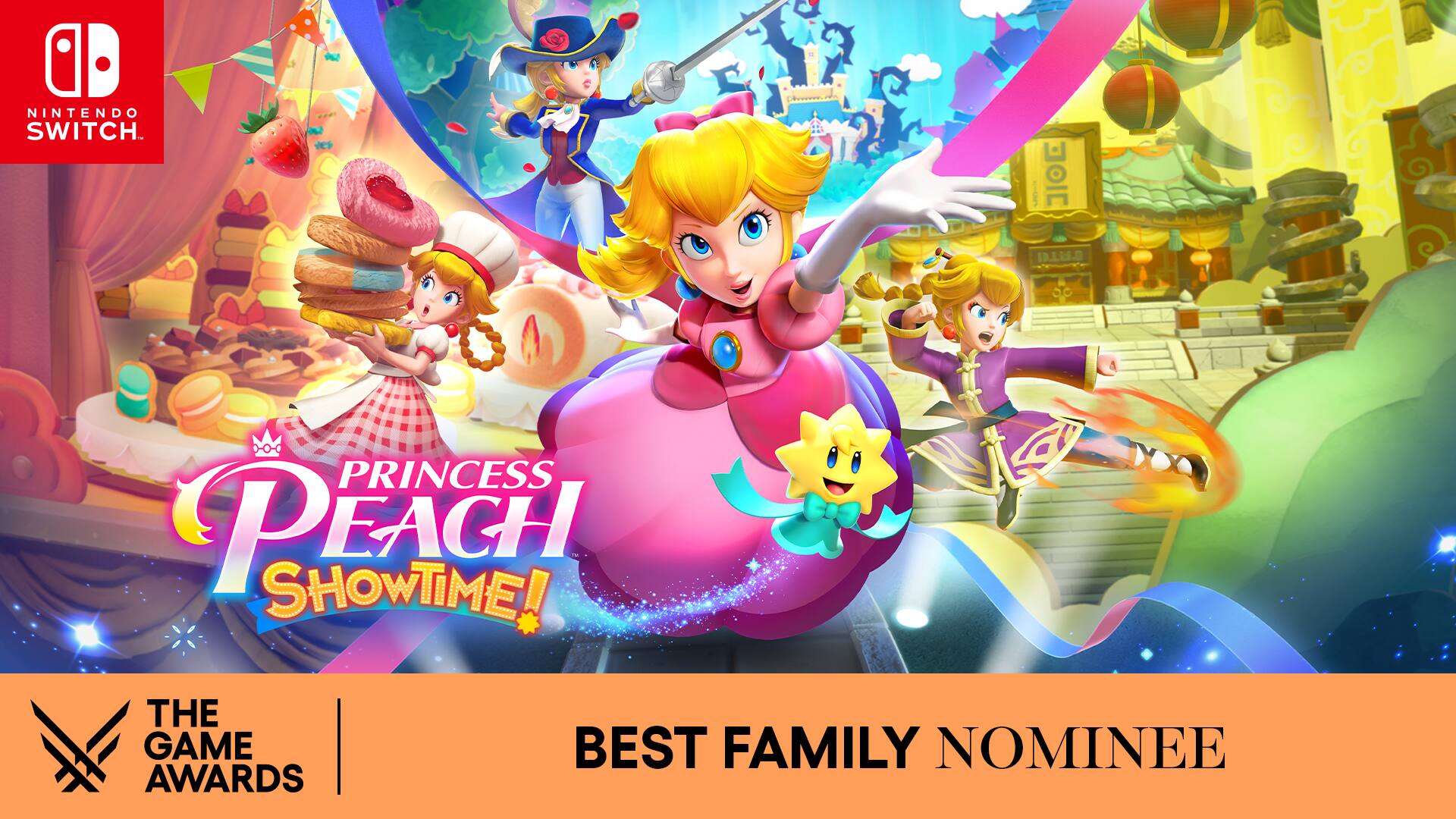 Nintendo Switch. Princess Peach Showtime! The Game Awards Best Family Nominee. - E10+ (Everyone 10+)