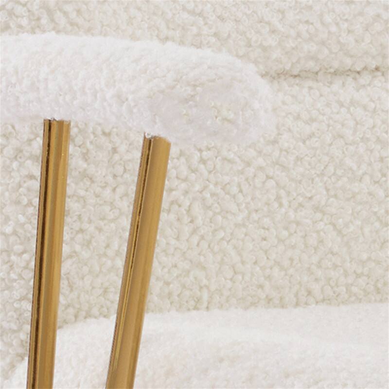 Alt View 5. HTUTWOO - Textured Boucle Fabric Office Chair - Modern Height Adjustable Desk Chair with Padded Arms - White.
