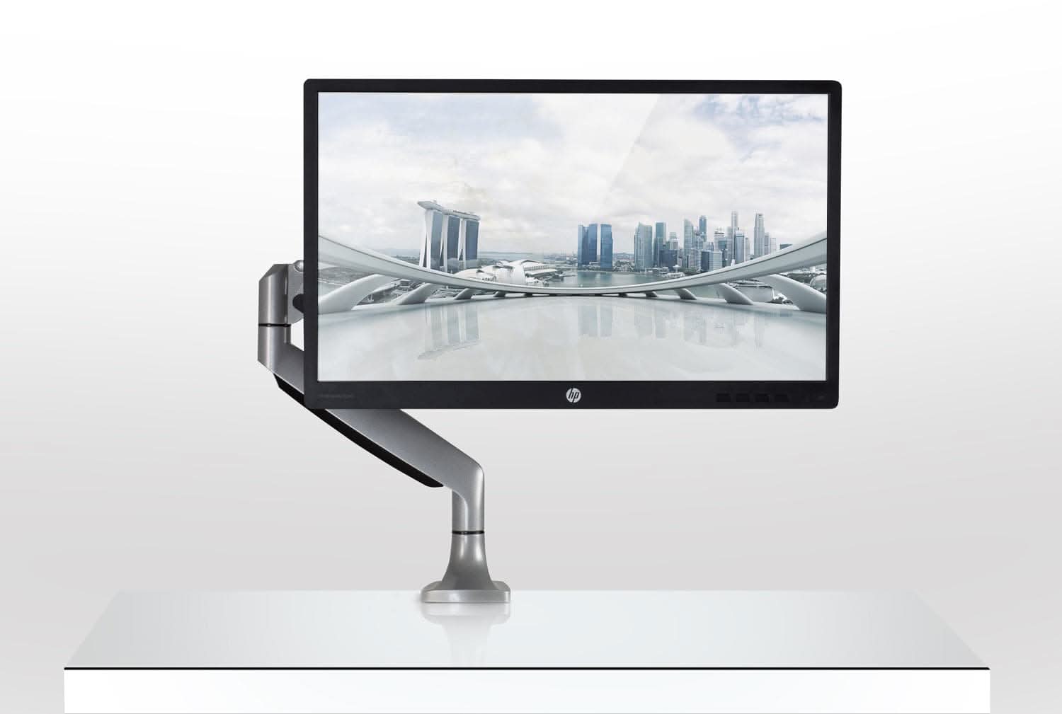 Alt View 2. Mount-It! - Single Monitor Gas Spring Desk Mount for Up to 32″ Screens – Full Motion Ergonomic Arm, Silver - Silver.