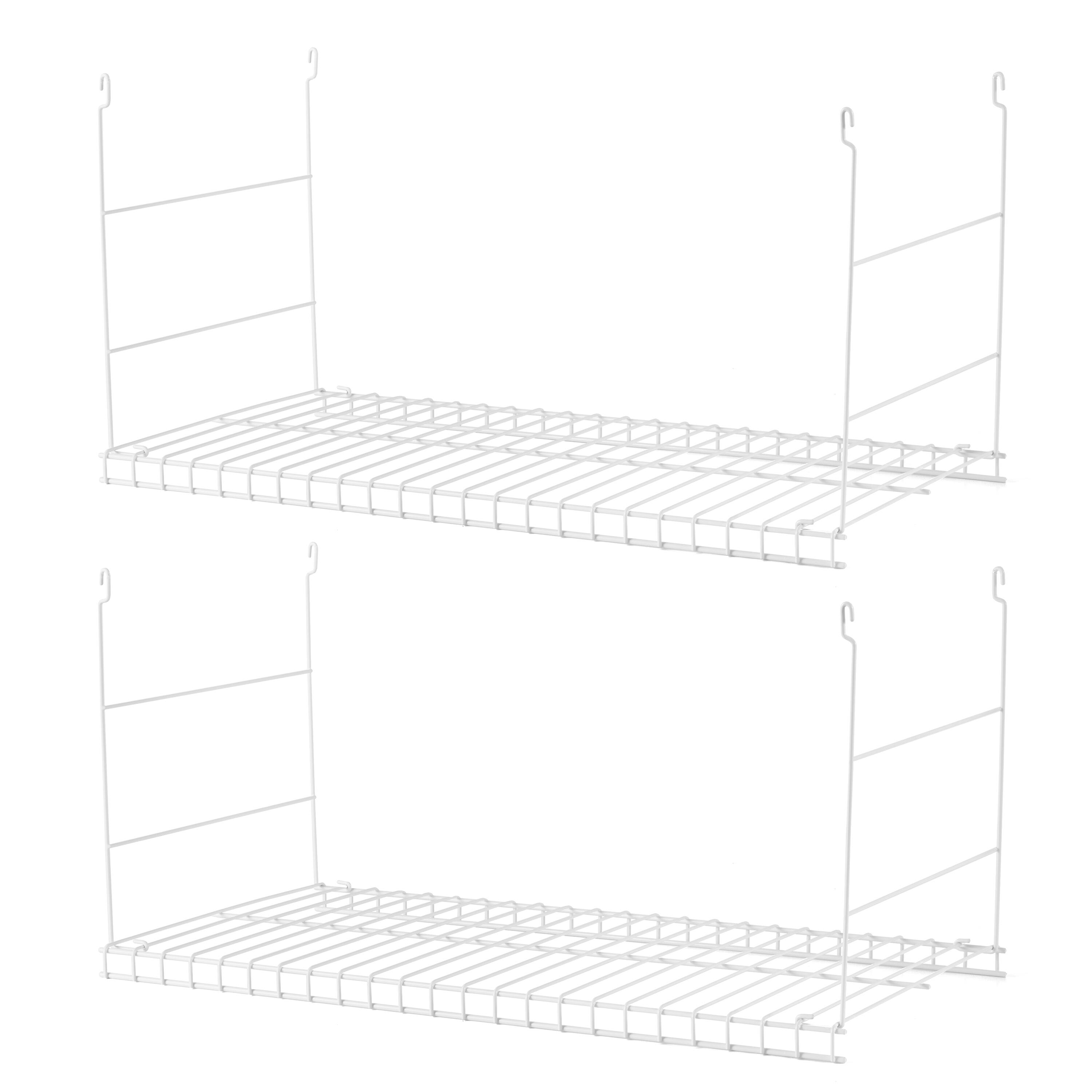 RubberMaid - 24" Universal Closet Steel Wire Added Storage Hanging Shelf (2 Pack) - White