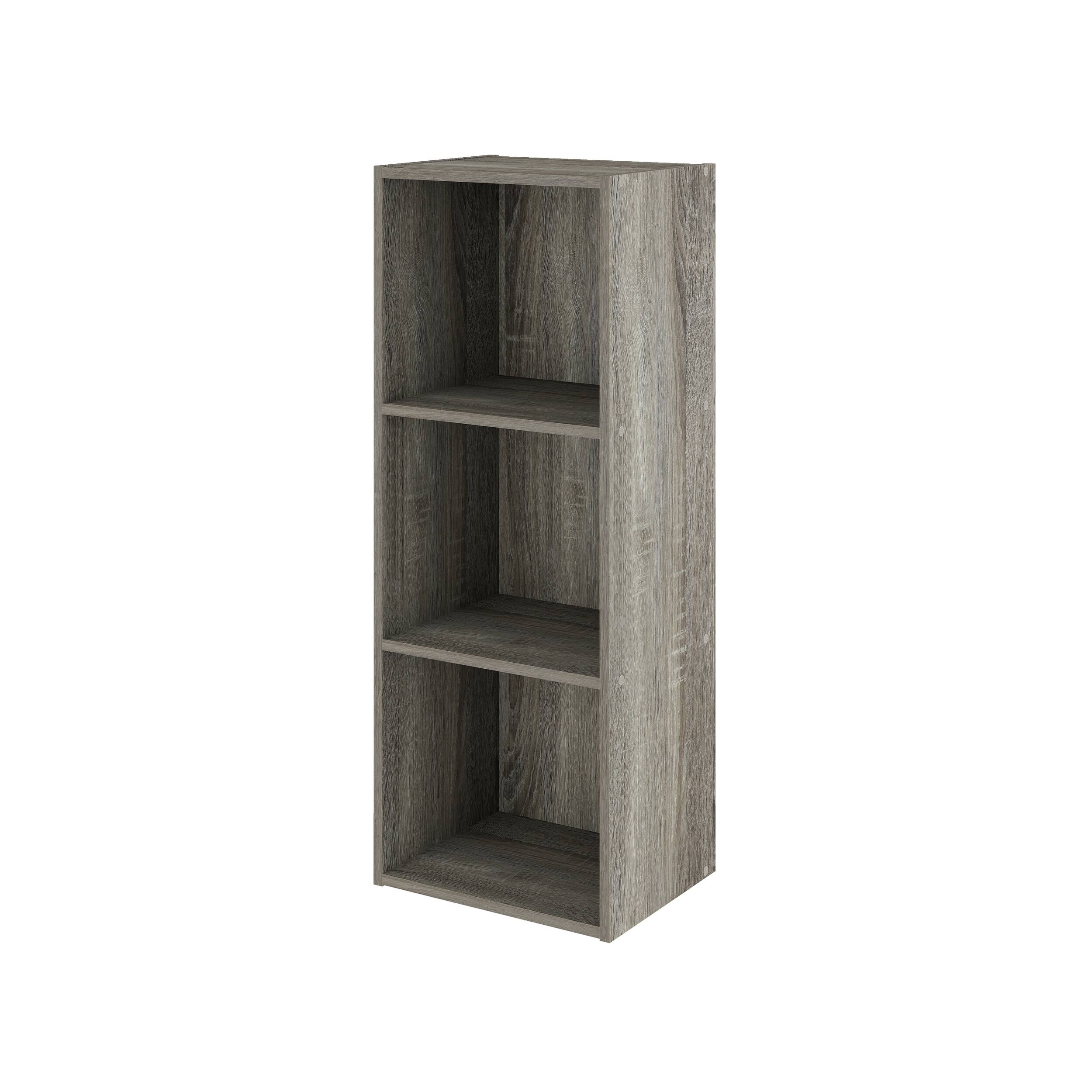 Left. HOMLUX - 3-Tier 31.5" Bookcase Standing Bookshelf Wood Storage Organizer Bookshelves Bookshelf for Home Office & Bedroom, Gray - Gray.