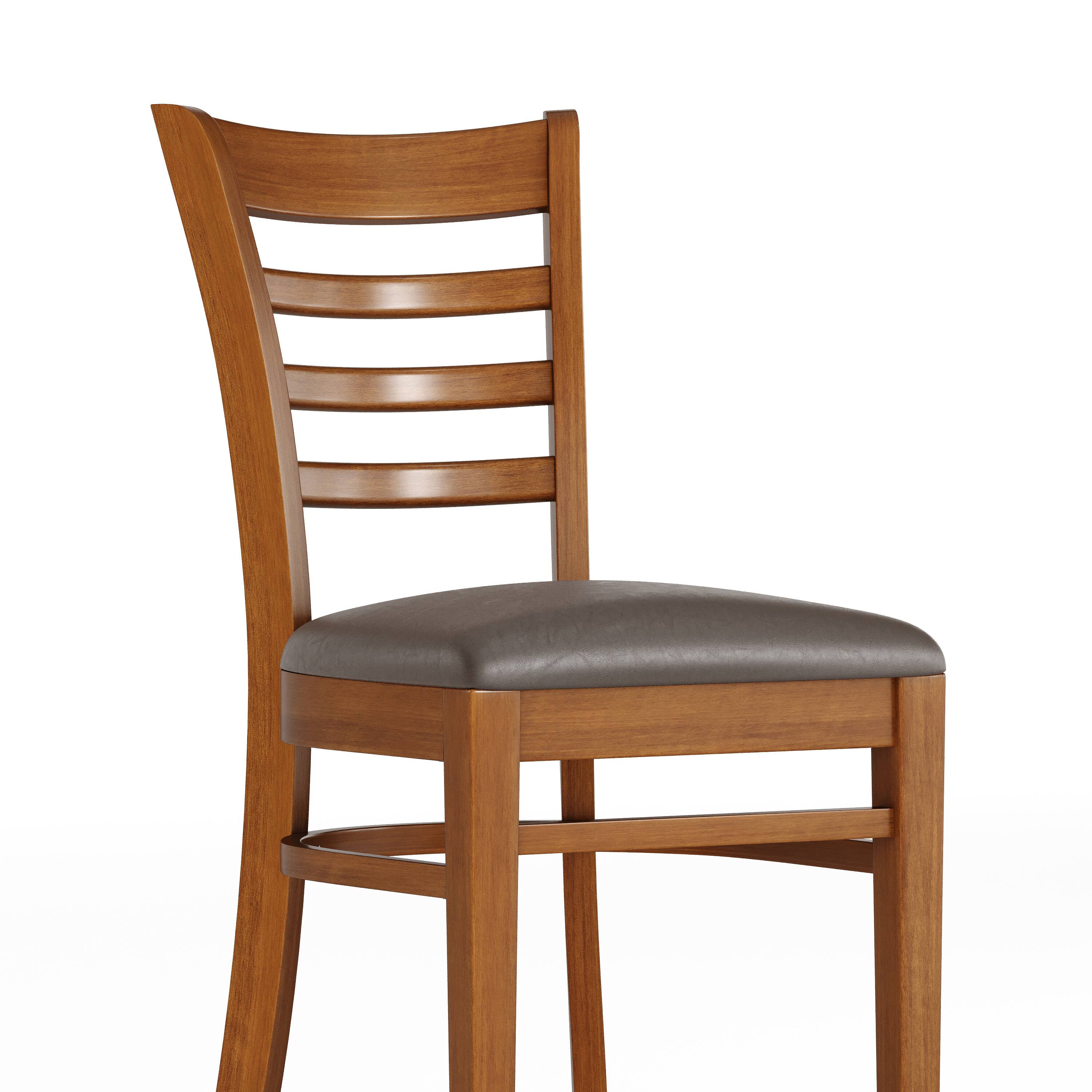 Alt View 10. Emma + Oliver - Ladder Back Wooden Restaurant Dining Chair - Mocha Vinyl Seat/Cherry Wood Frame.