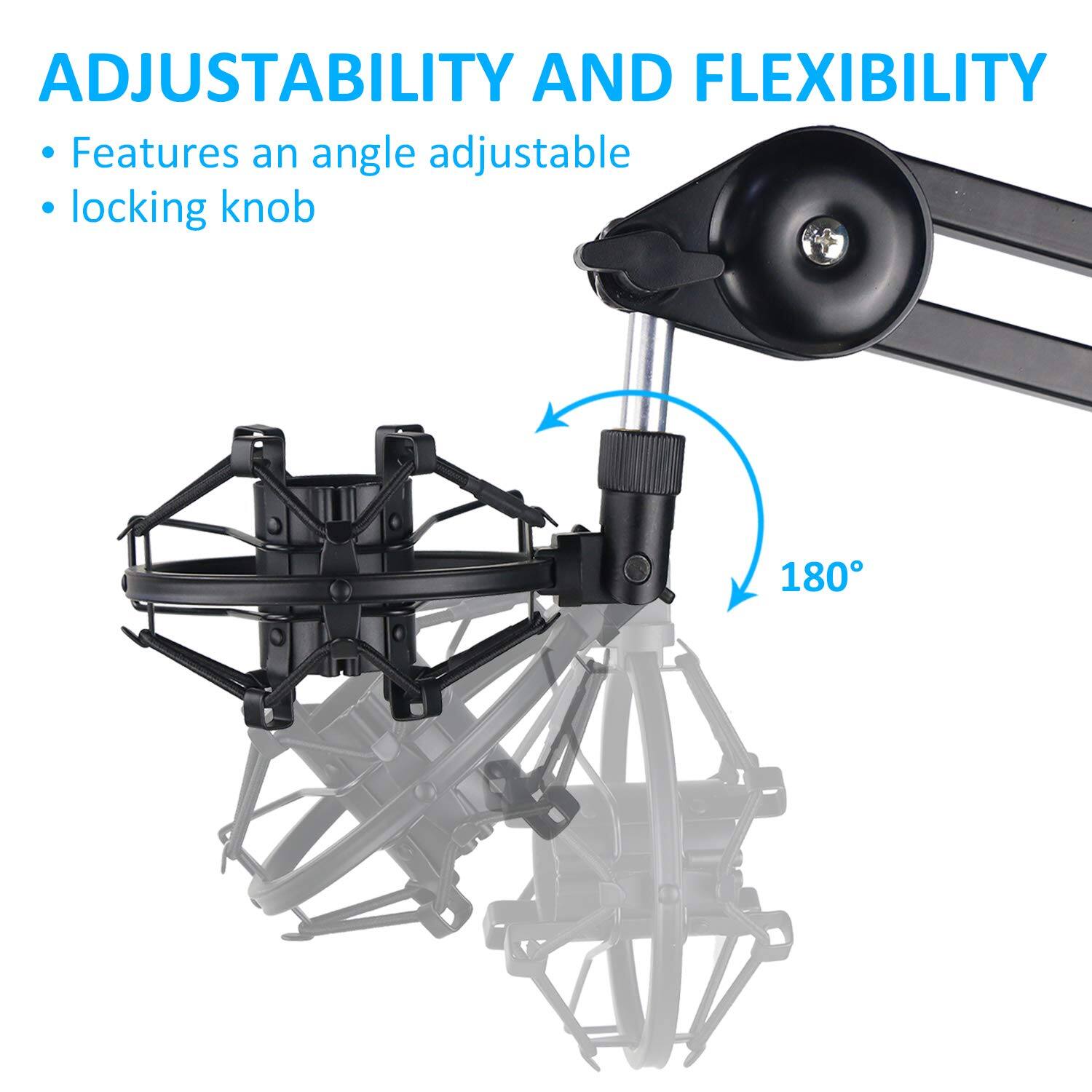 ADJUSTABILITY AND FLEXIBILITY  
- Features an angle adjustable locking knob  
- 180°