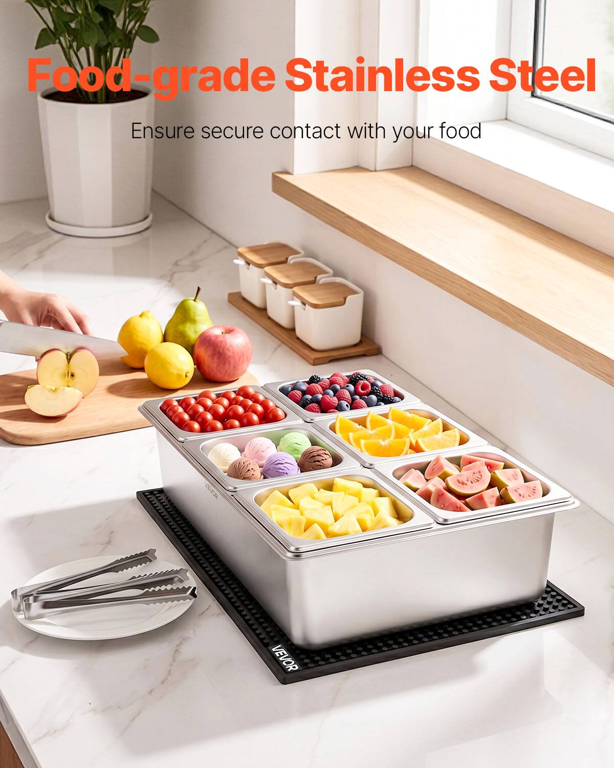 Food-grade Stainless Steel  
Ensure secure contact with your food