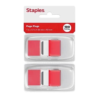 "Staples - Stickies Page Flags with Pop-Up Dispenser, 1"" Wide, 100/Count, 2/Pack (14110) - Red" price history on PriceWatchPro