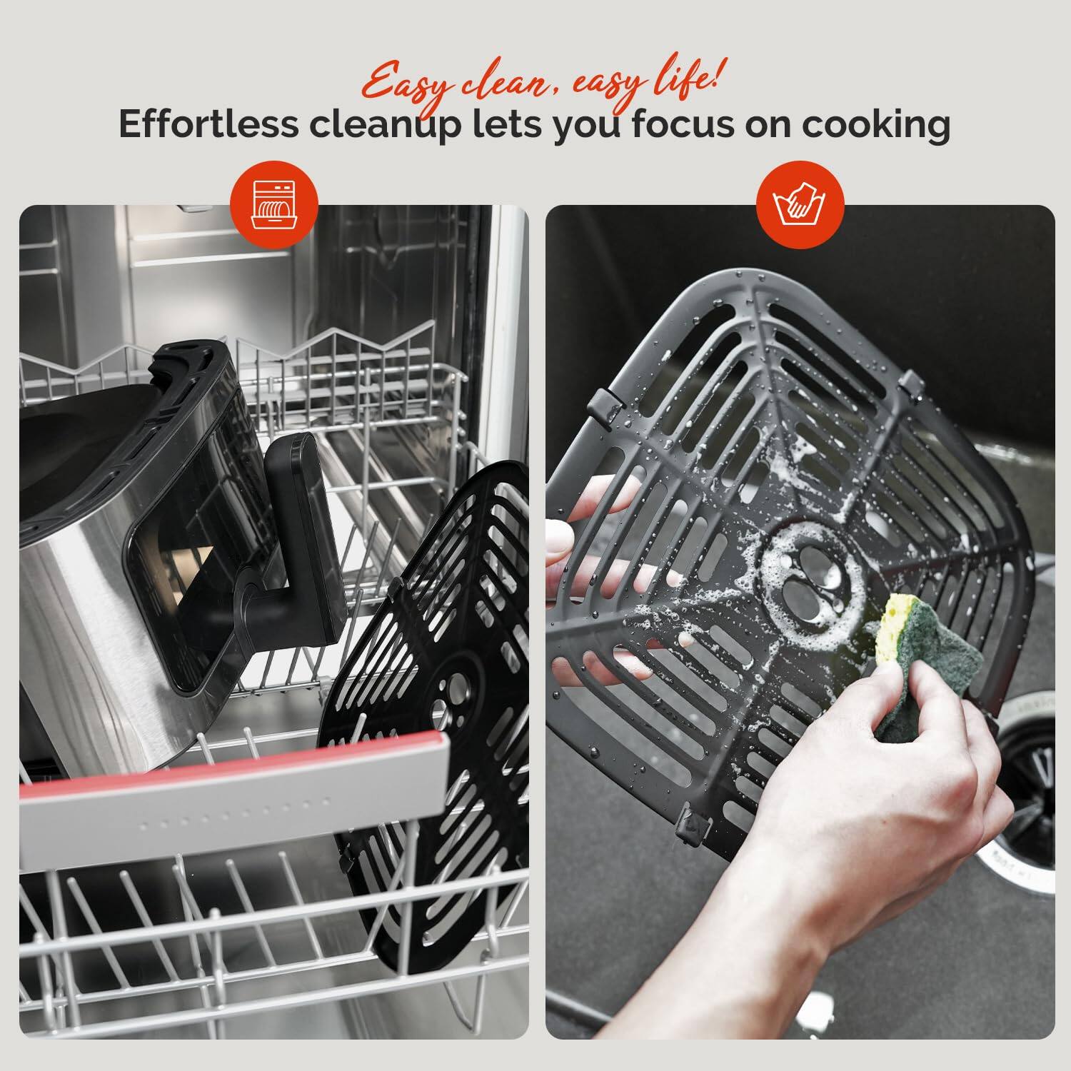 Easy clean, easy life!  
Effortless cleanup lets you focus on cooking