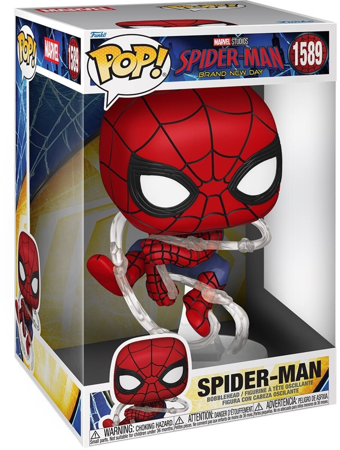 PAI Fy - OEA Funko Ln MARVEL STUDIOS M WARE 1 POP! SPIDER-MAN MAN 1589 BRAND NEW DAY SPIDER-MAN BOBBLEHEAD / FIGURINE CABEZA OSCILANTE OSCILLANTE DE ASFIXIA FIGURA CON PELIGRO meses ADVERTENCIA: menores de 36 A adecuado pr nirtes D'TOUFFEMENT. le 6 DANGER mois Partes pequeras. ATTENTION: moins de 36 entarts de convient pas aux CHOKING HAZARD. Pettes pces. Ne WARNING: under 36 months suitable for children parts. Not Small