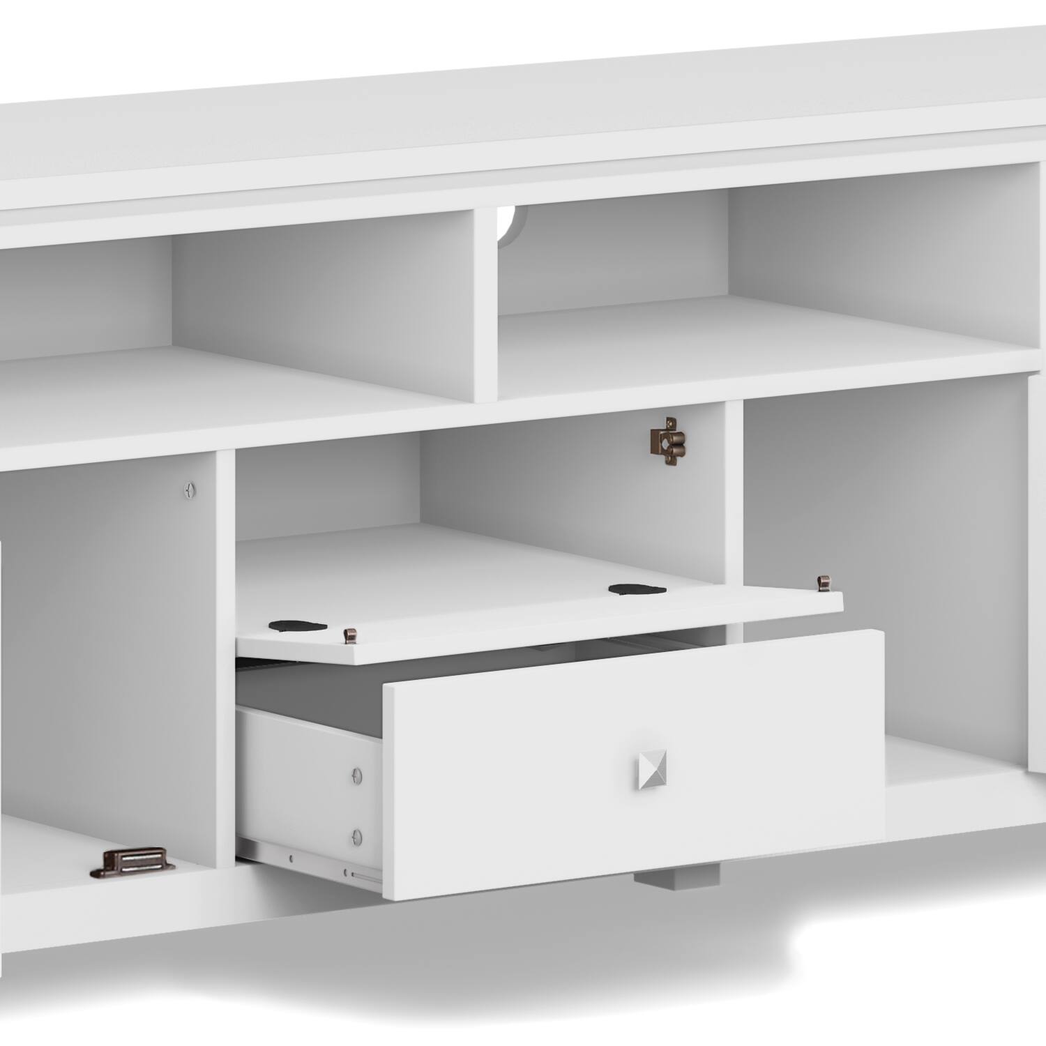 Alt View 6. Simpli Home - Cosmopolitan 72 inch Wide TV Media Stand - White.