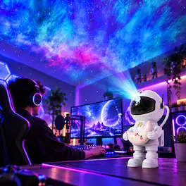 Rossetta - Space Projector Night Light with Remote Control RGB Moon Modes and Relaxing, Christmas Birthday Gift for Boys and Girls - White