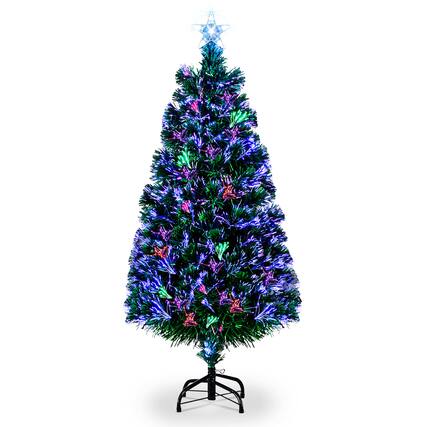 Front. VAVSEA - 6ft Top With Stars PVC Material Fiber Optics 230 Branches Christmas Tree Green - Green.