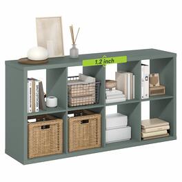 Furinno - CUBICLE 8-Cube Thick Frame Bookshelf, Reversible Bookcase with Open Back, for Living Room, Bedroom, Home Office - Sage Green