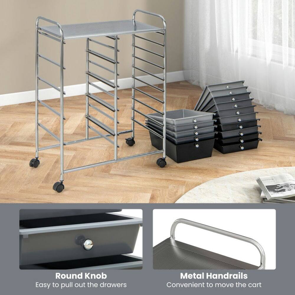 Round Knob  
Easy to pull out the drawers  

Metal Handrails  
Convenient to move the cart