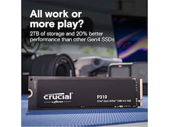 Crucial P310 2TB 2280 PCIe Gen4 NVMe SSD Up to 7100 MB/s, 3D NAND Crucial P310 2TB 2280 PCIe Gen4 NVMe SSD Up to 7100 MB/s, 3D NAND