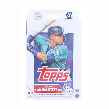 67 CARDS E SERIE 2023 TOPPS SERIES ONE
LOOK FOR ONE AUTOGRAPH AND RELIC CARDS
MAJOR LEAGUE BASEBALL PLAYERS
AGES 6+