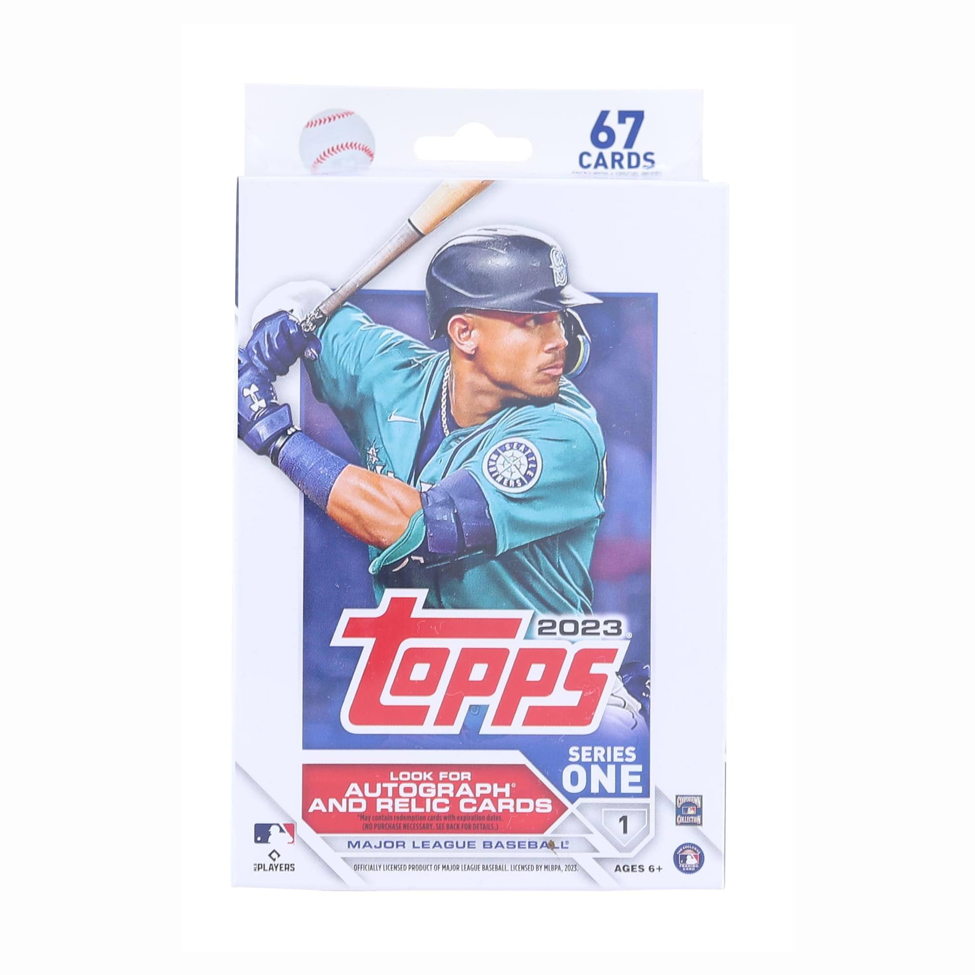67 CARDS E SERIE 2023 TOPPS SERIES ONE

LOOK FOR ONE AUTOGRAPH AND RELIC CARDS

MAJOR LEAGUE BASEBALL PLAYERS

AGES 6+