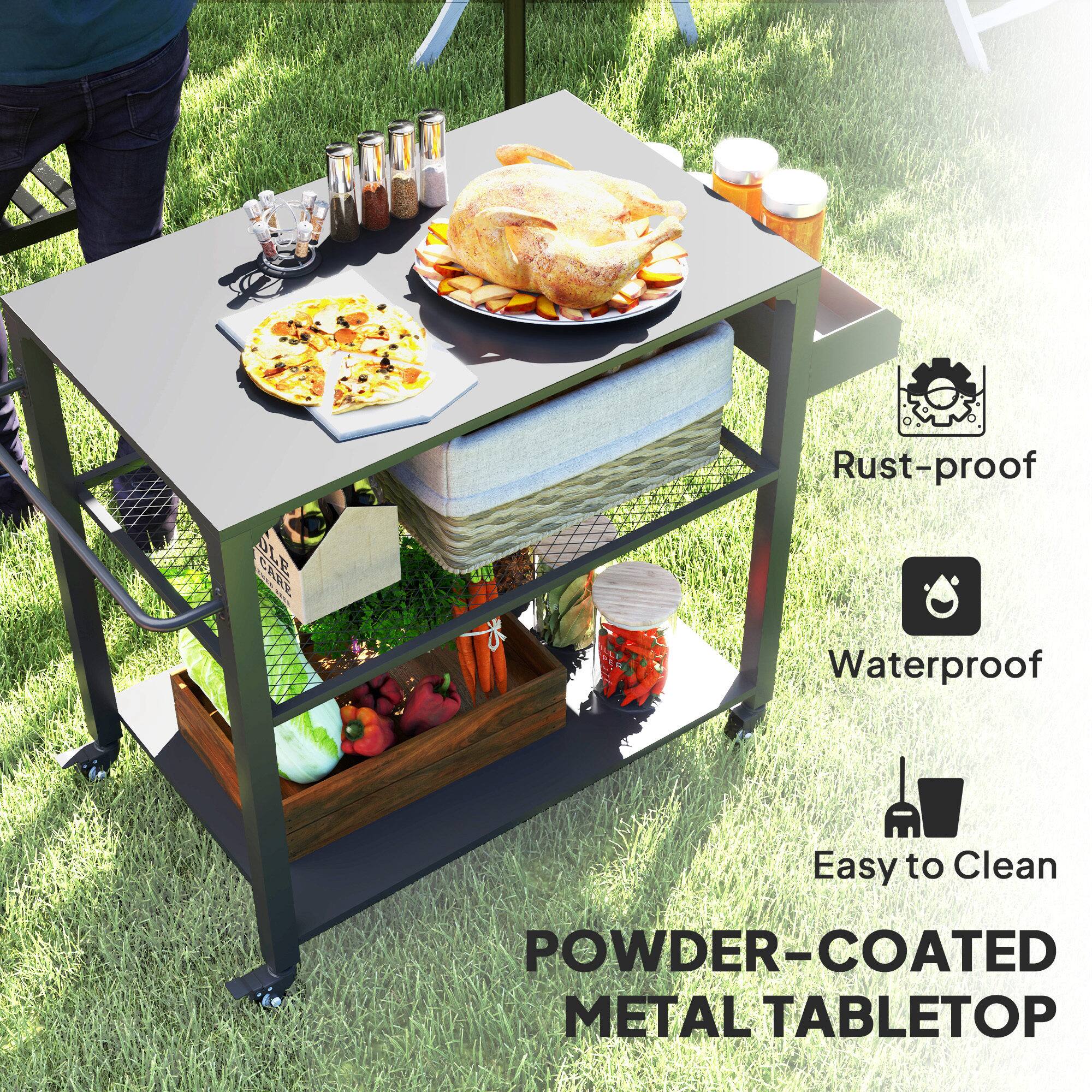 Rust-proof, Waterproof, Easy to Clean, Powder-coated metal tabletop