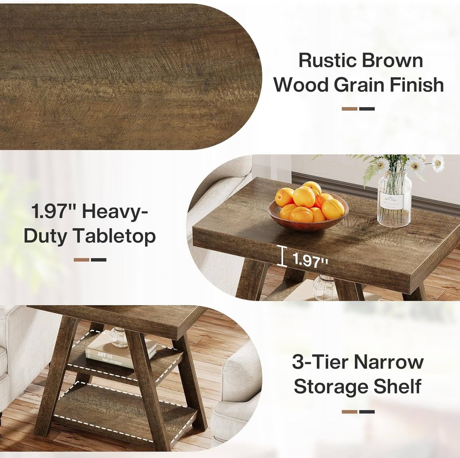 Tribesigns Farmhouse End Table with Engineered Wood Construction and ...
