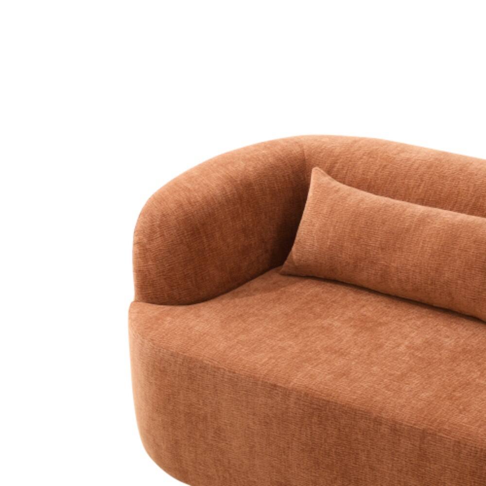 Alt View 6. LUCKY ONE - 86" Boneless Chenille Cloud Sofa No Assembly w/ 4 Pillows High Density Foam - Orange.