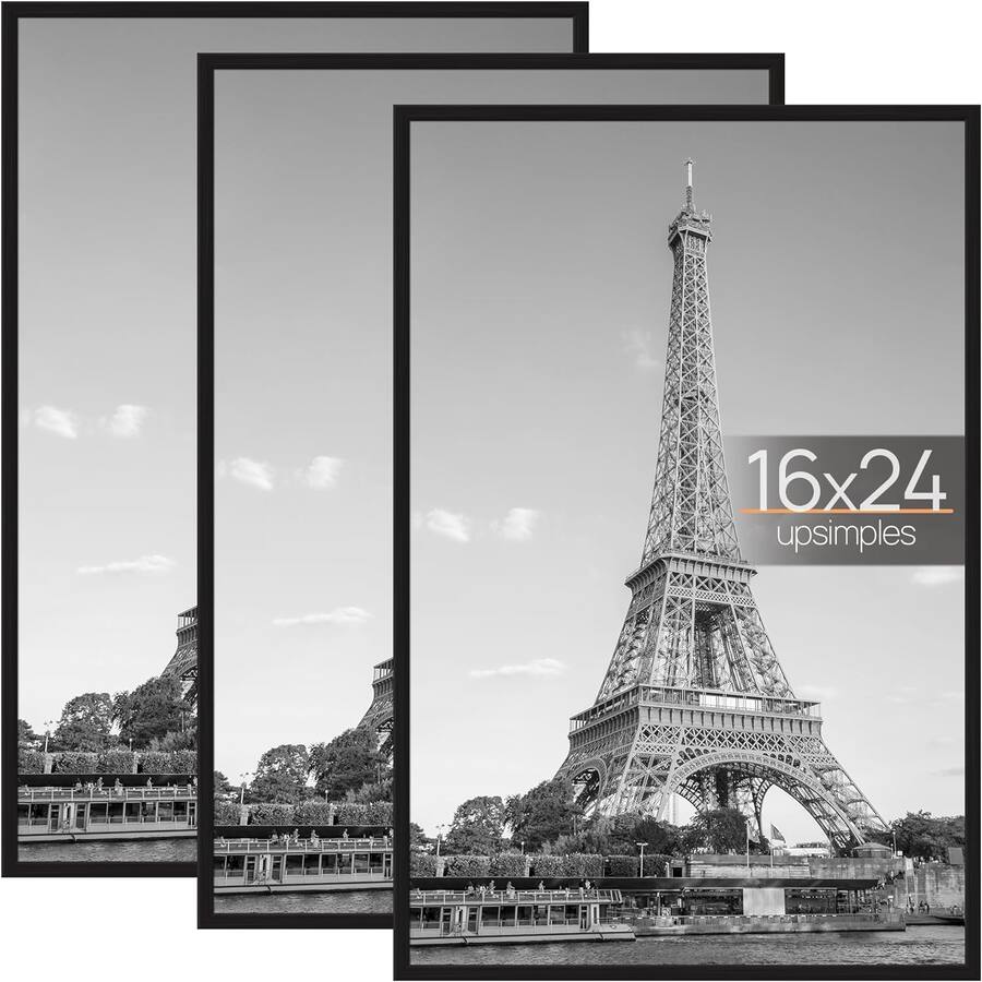 16x24 Frame Example blue upsimples 16x24 Picture Frame Black 3 Pack, Scratch Proof Poster ...