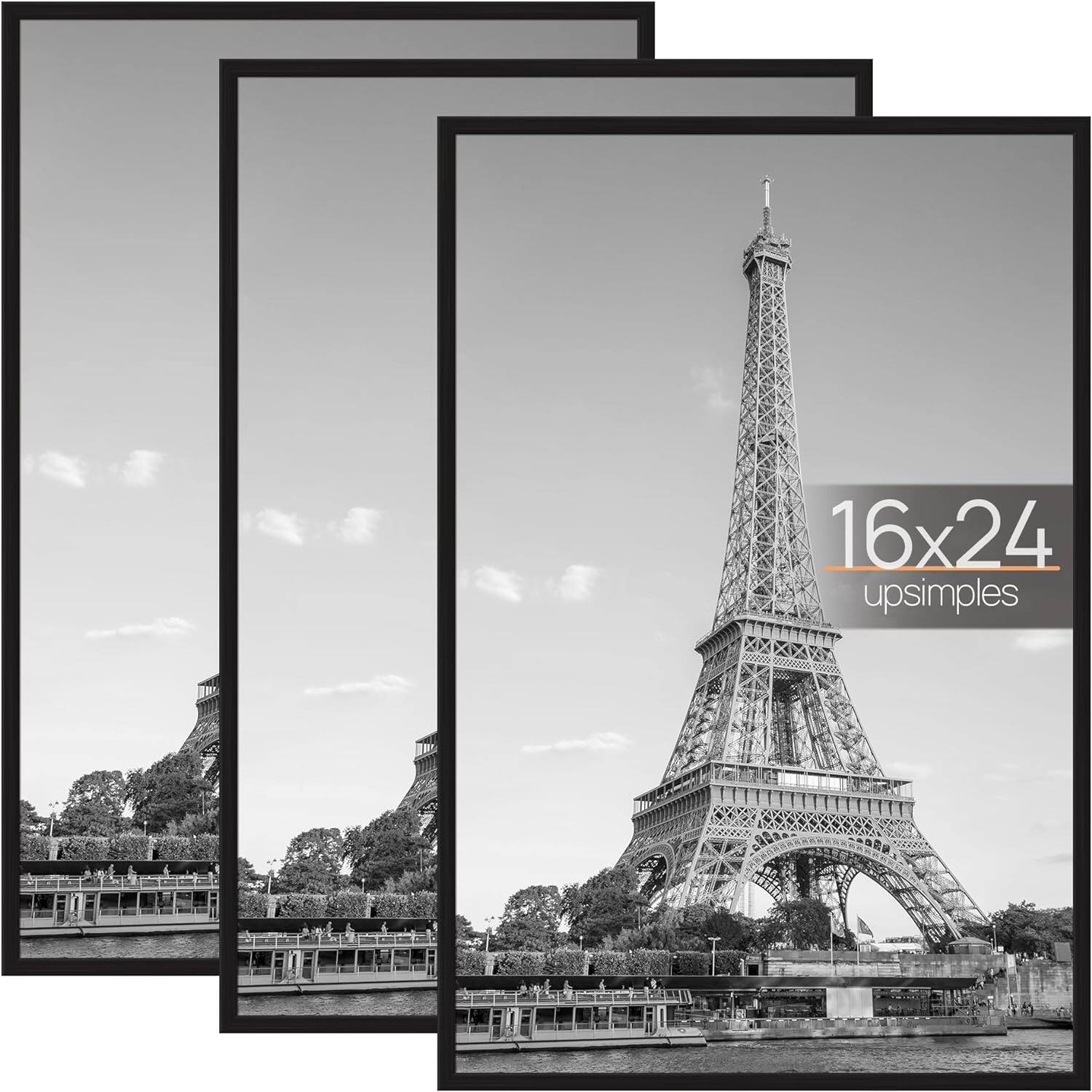 blue upsimples 16x24 Picture Frame Black 3 Pack, Scratch Proof Poster ...