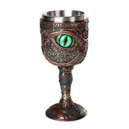 Pacific Trading - Eye of the Dragon Mystical Fantasy Wine Goblet Chalice Resin Body Stainless Steel Cup 6 ounce - Multicolor