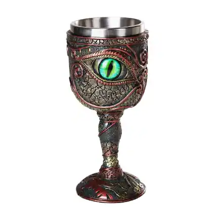 Front. Pacific Trading - Eye of the Dragon Mystical Fantasy Wine Goblet Chalice Resin Body Stainless Steel Cup 6 ounce - Multicolor.