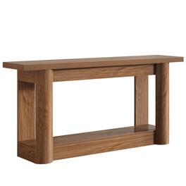 Kadyn - Solid Wood Console Table - 2-Shelf Open Storage, Minimalist Design, Living Room/Entryway, Space-Saving - Brown