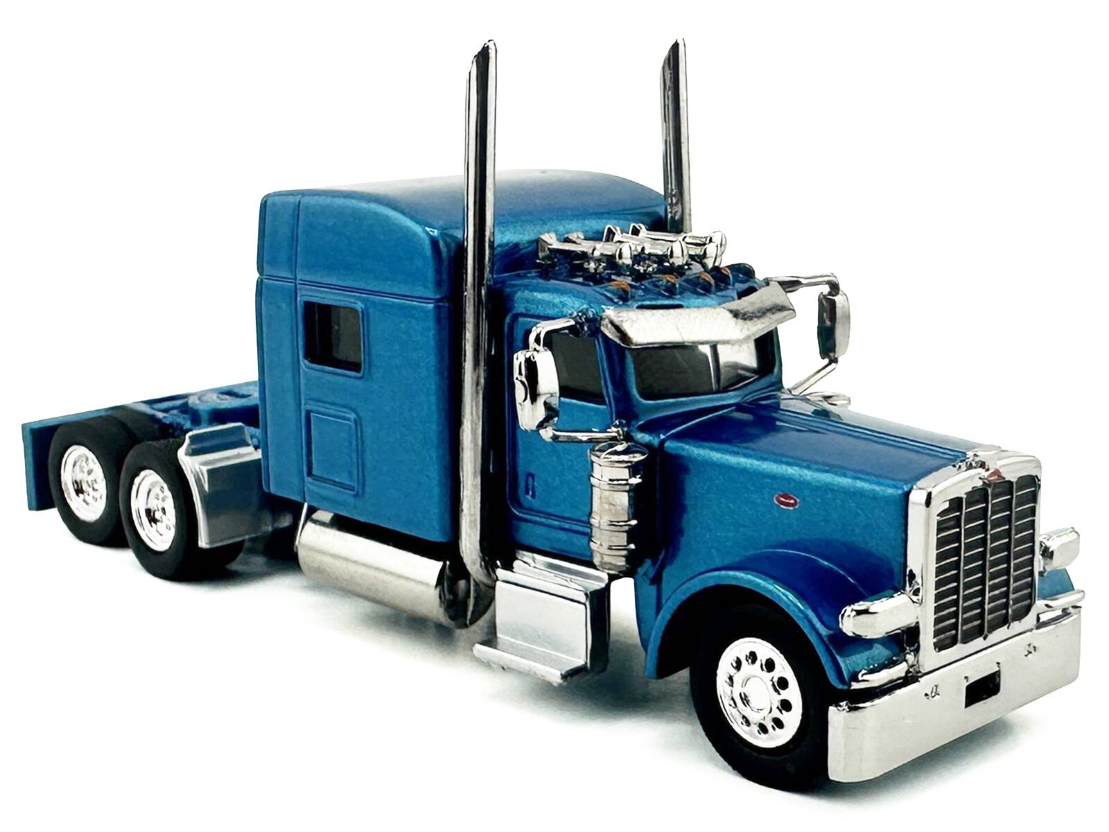 Alt View 2. HO Logistics Replicas - Peterbilt 389 Truck Tractor with Sleeper Cab Blue Metallic 1/87 (HO) Scale Plastic Model Car by HO Logistics.