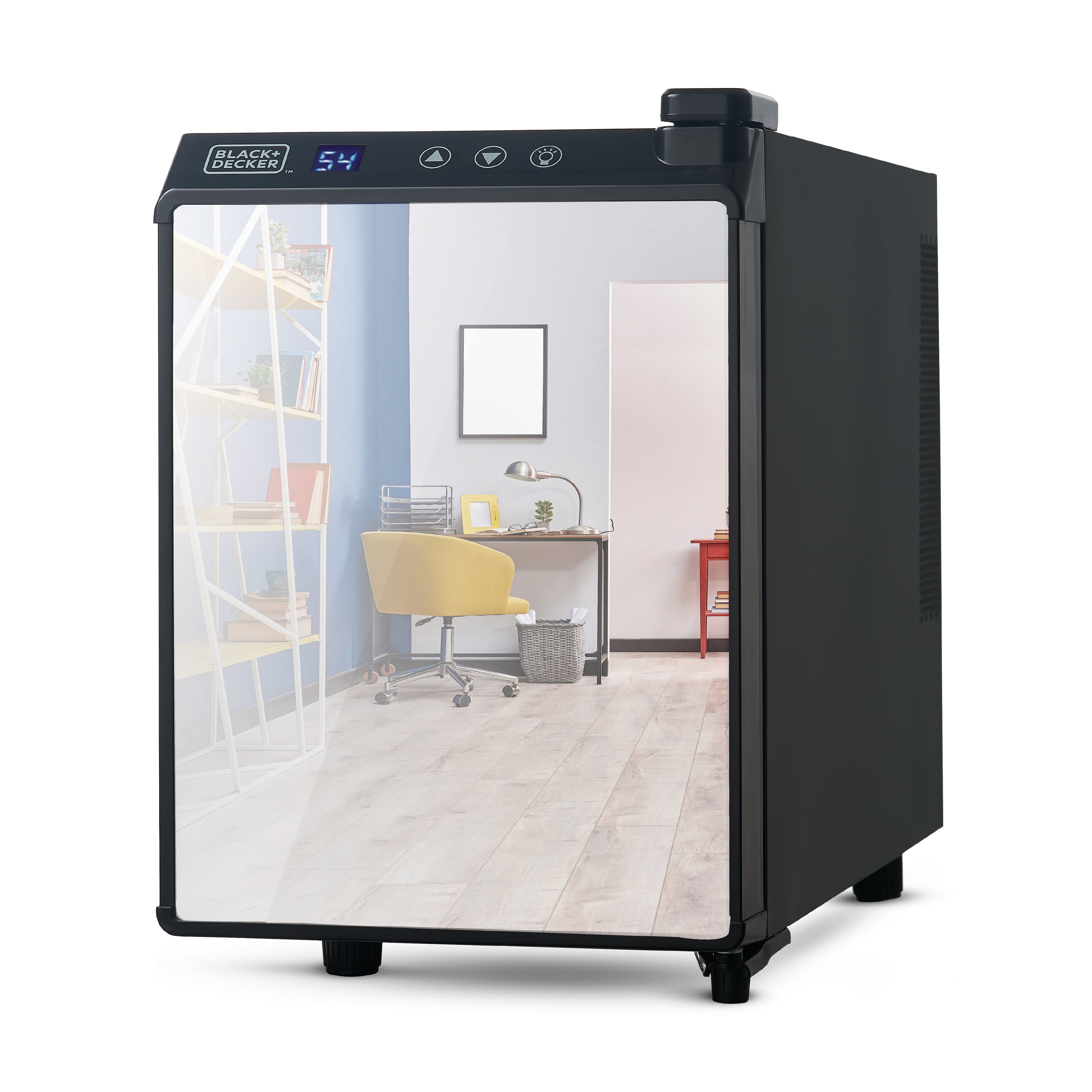 Black+Decker - 6 Bottle Wine Cellar, Mirror Door - Black