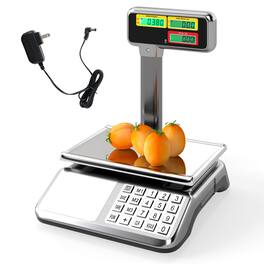 Costway - 88lb Price Computing Scale with Pole Dual LCD Display,Counting Function for Retail - Silver