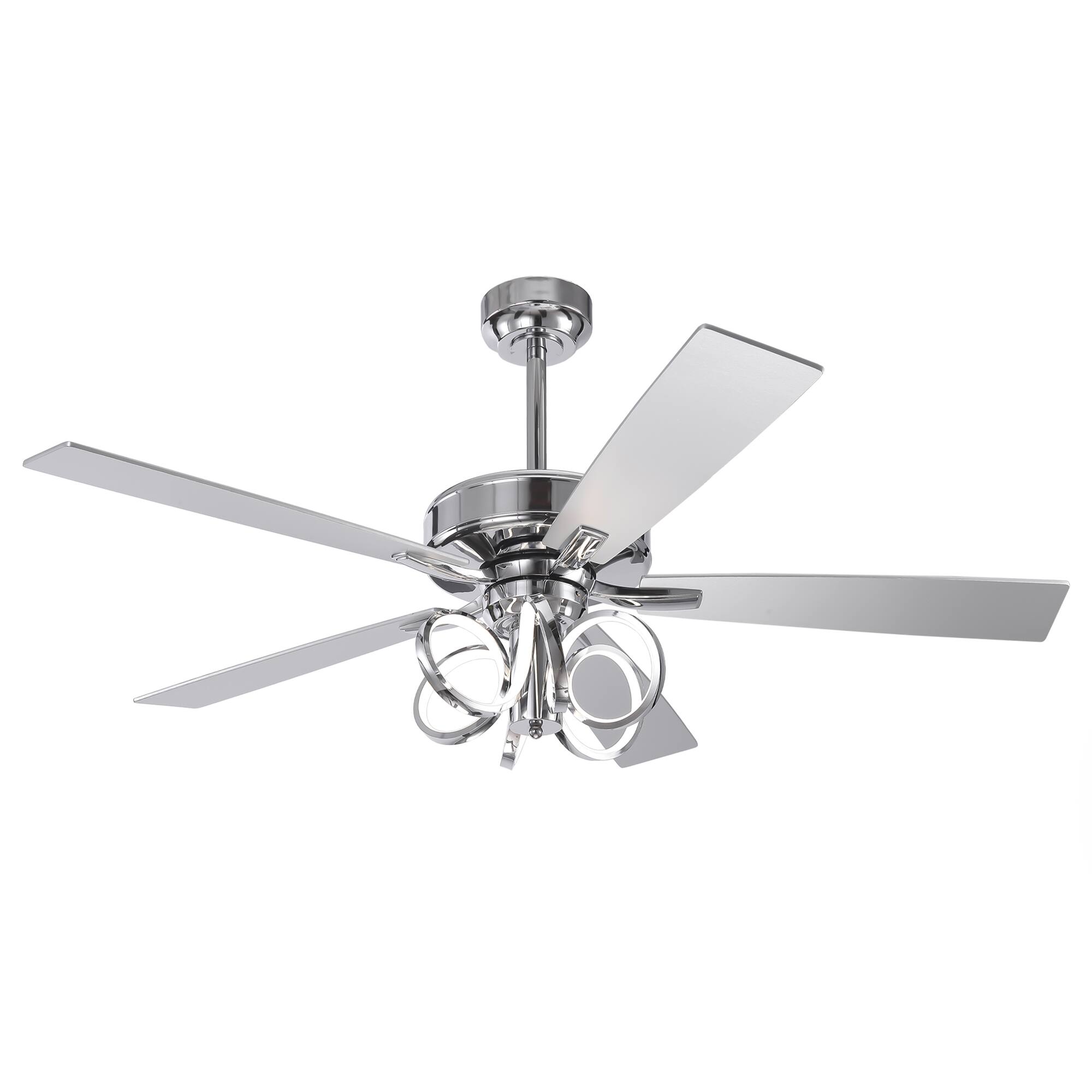 Alt View 7. Parrot Uncle - 52-inch Modern Chrome Indoor LED Ceiling Fan with Remote Control - Chrome.