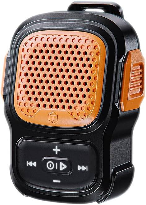 ToughTested - MAGNA Clip-On Bluetooth Speaker with Magnetic Mount and Waterproof Rating - Black Orange