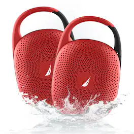 Nautica - Nayman SP700 Portable Bluetooth Speaker, Waterproof Portable Wireless Outdoor & Shower Speaker - Red-2 Pk