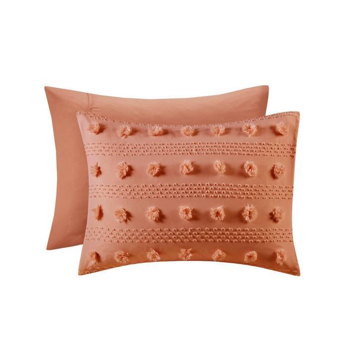 Alt View 1. Hivvago - Twin/Twin XL 2-Piece Rust Orange Pompom Microfiber Comforter Set - Orange.